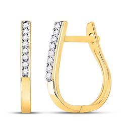 Womens Round Diamond Hoop Earrings 1/20 Cttw 10kt Yellow Gold - REF-7F5W