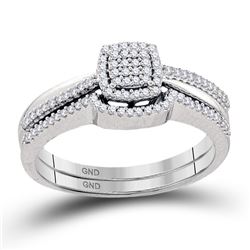 Round Diamond Bridal Wedding Ring Band Set 1/4 Cttw 10kt White Gold - REF-21R5X