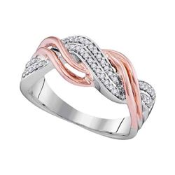 Womens Round Diamond Twist Crossover Band Ring 1/6 Cttw 10kt Two-tone Gold - REF-19M9H
