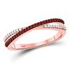 Image 1 : Womens Round Red Color Enhanced Diamond Crossover Band Ring 1/6 Cttw 10kt Rose Gold - REF-9R5X