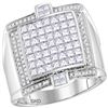 Image 1 : Mens Princess Diamond Square Luxury Cluster Ring 2 Cttw 14kt White Gold - REF-166N5F