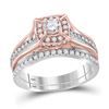 Image 1 : Round Diamond Elevated Bridal Wedding Ring Band Set 1 Cttw 14kt Two-tone Gold - REF-96H9R