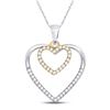 Image 1 : Womens Round Diamond Double Heart Pendant 1/5 Cttw 10kt Two-tone Gold - REF-15M9H