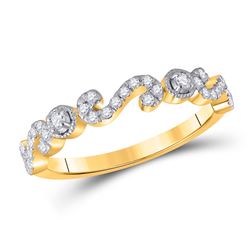 Womens Round Diamond Band Ring 1/4 Cttw 10kt Yellow Gold - REF-20F5W