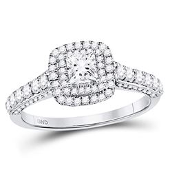 Princess Diamond Solitaire Bridal Wedding Engagement Ring 1 Cttw 14kt White Gold - REF-95A9M