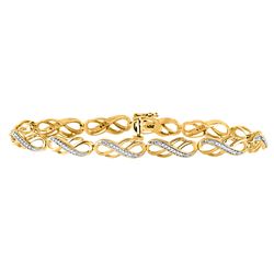 Womens Round Diamond Infinity Bracelet 1/4 Cttw 10kt Yellow Gold - REF-35F9W