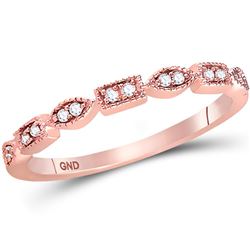 Womens Round Diamond Geometric Stackable Band Ring 1/10 Cttw 14kt Rose Gold - REF-16N9F