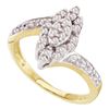 Image 1 : Womens Round Diamond Marquise-shape Cluster Ring 1/4 Cttw 10kt Yellow Gold - REF-14F5W