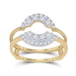 Womens Round Diamond Wedding Wrap Ring Guard Enhancer 1/2 Cttw 14kt Yellow Gold - REF-43X5A
