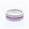 Image 1 : 1.54 CTW Pink Sapphire & Diamond Ring 18K White Gold - REF-77M2F