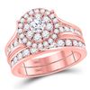 Image 1 : Round Diamond Bridal Wedding Ring Band Set 1-3/4 Cttw 14kt Rose Gold - REF-173M9H