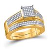 Image 1 : Round Diamond Bridal Wedding Ring Band Set 3/8 Cttw 10kt Yellow Gold - REF-35X5A