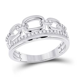 Womens Round Diamond Chain Link Band Ring 1/4 Cttw 14kt White Gold - REF-32K5Y