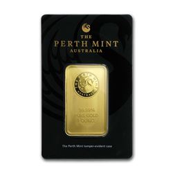 Genuine 1 oz 0.9999 Fine Gold Bar - Perth Mint