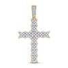 Image 1 : Mens Round Diamond Cross Charm Pendant 1-3/4 Cttw 10kt Yellow Gold - REF-87H5R