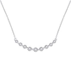Womens Round Diamond Fashion Necklace 1/5 Cttw 10kt White Gold - REF-21A5M