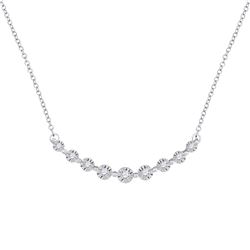 Womens Round Diamond Fashion Necklace 1/5 Cttw 10kt White Gold - REF-21A5M