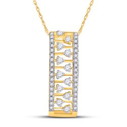 Womens Round Diamond Rectangular Fashion Necklace 1/3 Cttw 14kt Yellow Gold - REF-30R9X