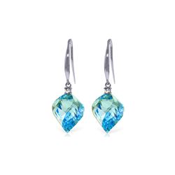 Genuine 27.9 ctw Blue Topaz & Diamond Earrings 14KT White Gold - REF-81X5M