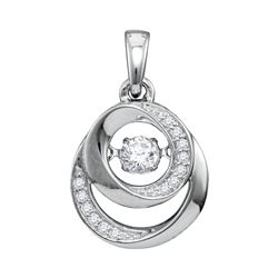 Womens Round Diamond Moving Twinkle Solitaire Pendant 1/5 Cttw 10kt White Gold - REF-25H9R