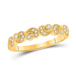 Womens Round Diamond Crescent Stackable Band Ring 1/10 Cttw 14kt Yellow Gold - REF-20K9Y