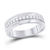 Image 1 : Mens Round Diamond Wedding Single Row Band Ring 1/3 Cttw 14kt White Gold - REF-49K9Y