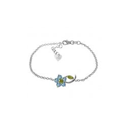 Genuine 0.87 ctw Blue Topaz & Peridot Bracelet 14KT White Gold - REF-50M5T