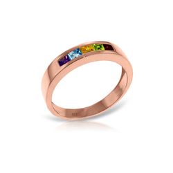 Genuine 0.60 ctw Multi-gemstones Ring 14KT Rose Gold - REF-46R2P