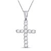 Image 1 : Womens Round Diamond Cross Pendant 1/5 Cttw 10kt White Gold - REF-9H5R
