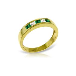 Genuine 0.63 ctw Emerald & White Topaz Ring 14KT Yellow Gold - REF-49M2T