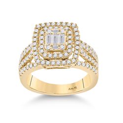 Womens Baguette Diamond Square Ring 7/8 Cttw 14kt Yellow Gold - REF-87H5R