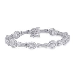 Womens Baguette Diamond Oval Link Bracelet 2 Cttw 14kt White Gold - REF-189Y5N