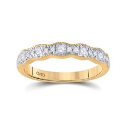 Womens Round Diamond Band Ring 1/3 Cttw 14kt Yellow Gold - REF-27N9F