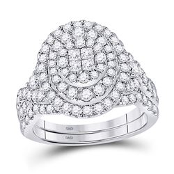 Princess Diamond Bridal Wedding Ring Band Set 1-1/4 Cttw 14kt White Gold - REF-109K5Y