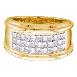 Mens Princess Diamond Wedding Band Ring 1 Cttw 14kt Yellow Gold - REF-148N9F