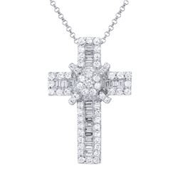 1.1 CTW Diamond Necklace 18K White Gold - REF-123H7M