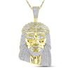 Image 1 : Mens Round Diamond Jesus Face Charm Pendant 1-1/4 Cttw 10kt Yellow Gold - REF-98R5X