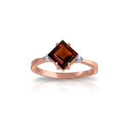 Genuine 1.77 ctw Garnet & Diamond Ring 14KT Rose Gold - REF-28N8R