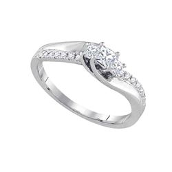 Princess Diamond 3-stone Bridal Wedding Engagement Ring 1/3 Cttw 14kt White Gold - REF-38F9W