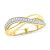 Image 1 : Womens Round Diamond Crossover Band Ring 1/10 Cttw 10kt Yellow Gold - REF-19K9Y