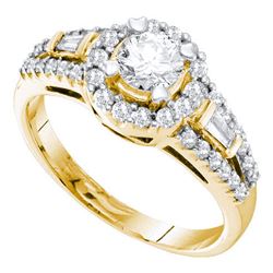 Round Diamond Solitaire Bridal Wedding Engagement Ring 1 Cttw 14kt Yellow Gold - REF-120M5H