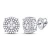 Image 1 : Womens Round Diamond Cluster Stud Earrings 1 Cttw 14kt White Gold - REF-71N9F