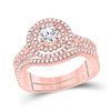 Image 1 : Round Diamond Bridal Wedding Ring Band Set 1 Cttw 14kt Rose Gold - REF-134N9F