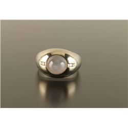Mens 18k White Star Sapphire Ring