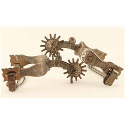 Pair of E. Garcia Silver Overlaid Spurs