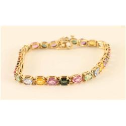 14kt Multi-colored Genuine Sapphire Bracelet