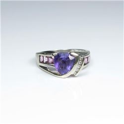 Contemporary style Amethyst and Diamond Ring