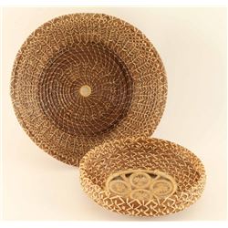 Lot of (2) Indian Pine Needle Baskets