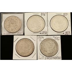 Lot of 5 Morgan Silver Dollars