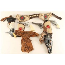Lot of (4) Cap Guns and Leather